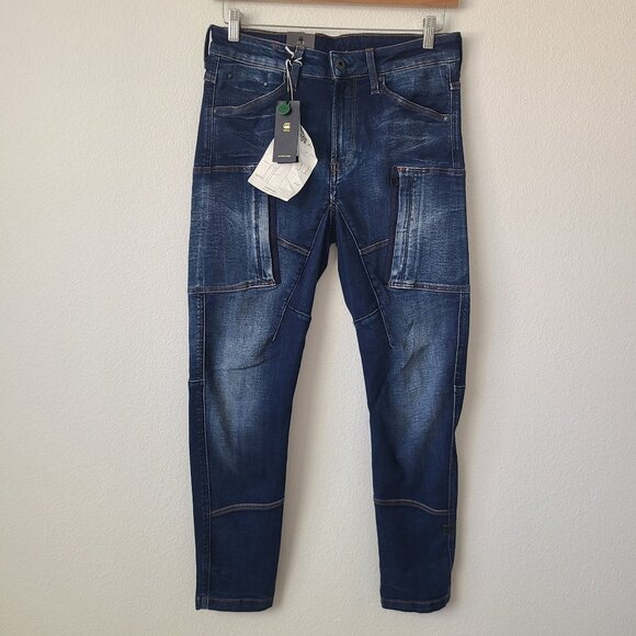 G-Star RAW Denim Cargo 3D Skinny Denim Jeans Size 31x32 Blue